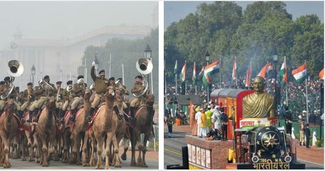 दिल्ली के राजपथ पर 'गणतंत्र दिवस परेड 2020' की फुल ड्रेस रिहर्सल का एक नजारा