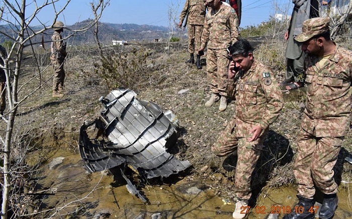 F-16 विमान का मलबा जिसे भारत ने मार गिराया