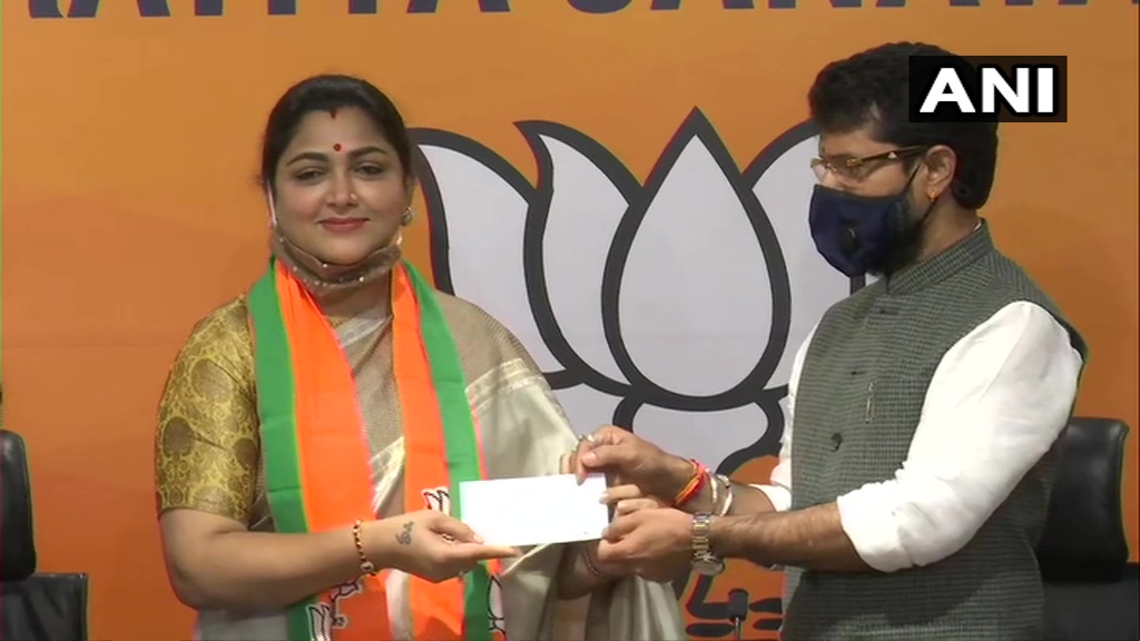 कांग्रेस पार्टी से इस्तीफा देने के बाद भारतीय जनता पार्टी (भाजपा) में शामिल हुईं खुशबू सुंदर