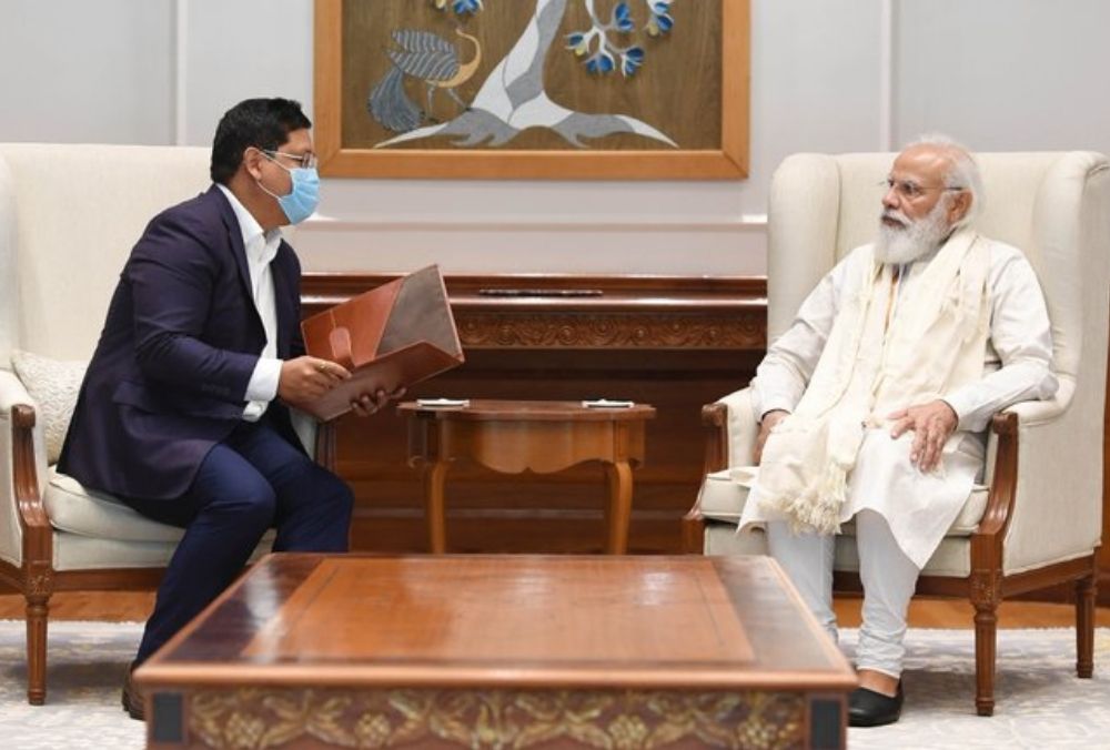 प्रधानमंत्री नरेंद्र मोदी की मेघालय के मुख्यमंत्री कोनराड संगमा से मुलाकात