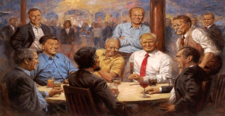 पेंटिंग में रिपब्लिकन राष्ट्रपतियों के साथ बार में बैठे दिखे ट्रम्प, उड़ा मजाक