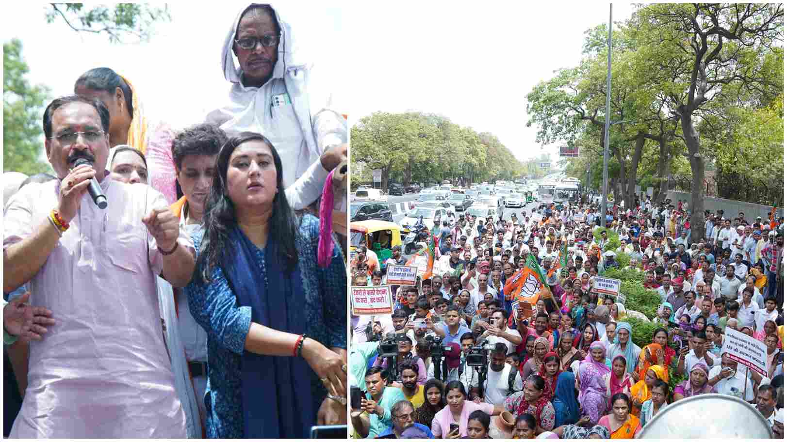 दिल्ली में जल संकट को लेकर भाजपा ने निकाला विरोध मार्च, कहा- 'मुफ्त पानी योजना एक दिखावा साबित हुई'