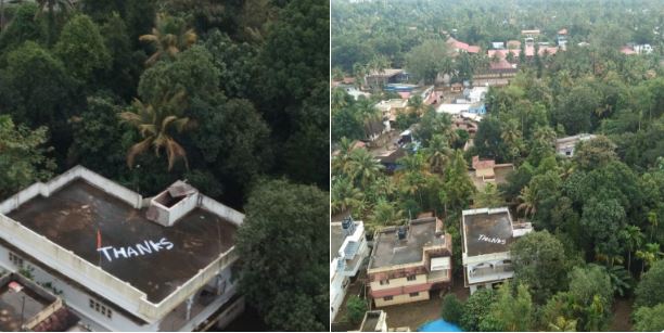 केरल बाढ़: जब जान बचाने वाले जवानों के लिए घर की छत पर लिखा THANKS