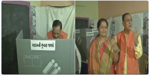 गुजरात विधानसभा चुनाव: 89 सीटों पर मतदान जारी, CM रूपाणी ने डाला वोट