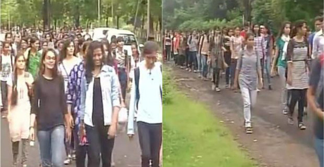 भोपाल के कॉलेज में ड्रेस कोड पर छात्राओं का धरना, कार्रवाई की दी चुनौती