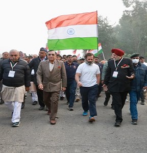 हरियाणा से होकर गुजरी भारत जोड़ो यात्रा, रक्षा सेवाओं के सेवानिवृत्त शीर्ष अधिकारी हुए शामिल