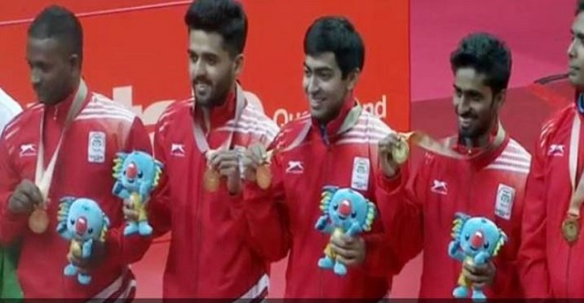 महिलाओं के बाद भारत की पुरुष टेबल टेनिस टीम ने जीता गोल्ड मेडल