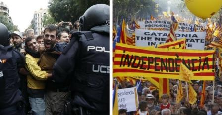 स्पेन से अलग होने के लिए कैटेलोनिया में हिंसक झड़पों के बीच हुआ जनमत संग्रह