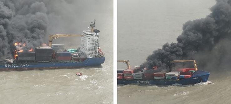 VIDEO: मर्चेंट वेसल एसएसएल जहाज में लगी भीषण आग, सवार थे 22 लोग