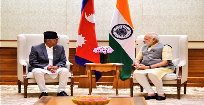 प्रधानमंत्री नरेन्द्र मोदी ने अपने नेपाली समकक्ष शेर बहादुर देउबा से मुलाकात की