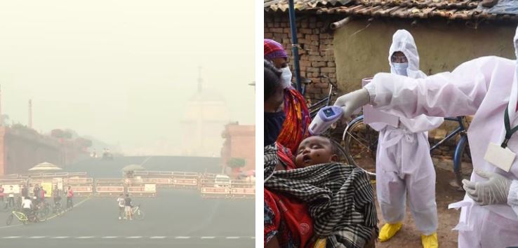 राजधानी दिल्ली में प्रदूषण और कोरोना की दोहरी मार