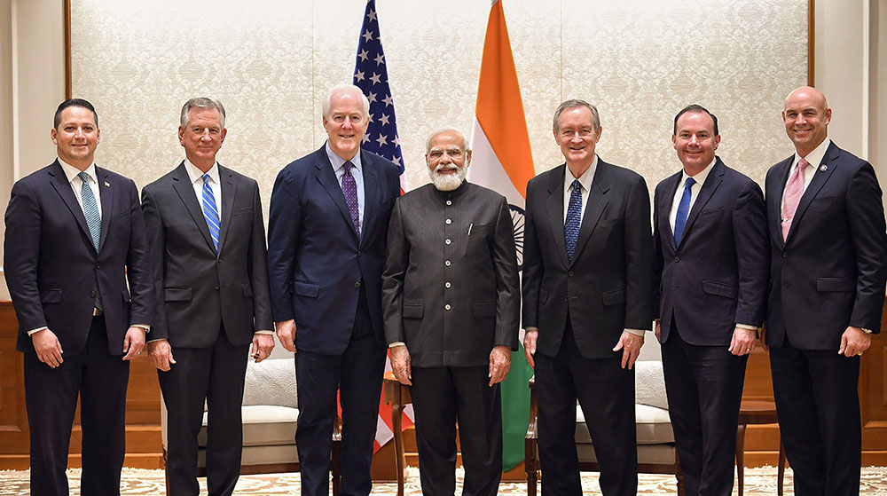 नई दिल्ली में संयुक्त राज्य कांग्रेस के प्रतिनिधिमंडल के साथ प्रधानमंत्री नरेंद्र मोदी की बैठक