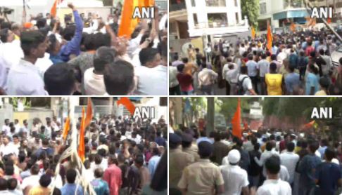 महाराष्ट्र में हनुमान चालीसा पर राजनीति गर्म: नवनीत राणा के घर के बाहर हंगामा, बैरिकेड तोड़ अंदर घुसे शिवसेना कार्यकर्ता