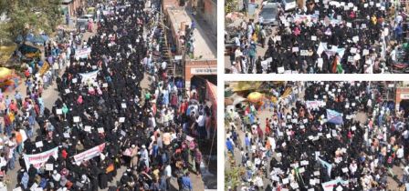 तीन तलाक बिल के विरोध में जयपुर की मुस्लिम महिलाओं का मौन जुलूस