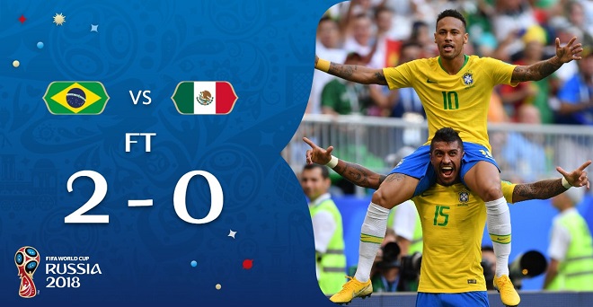 फीफा वर्ल्ड कप: मेक्सिको को 2-0 से हराकर ब्राजील क्वार्टर फाइनल में