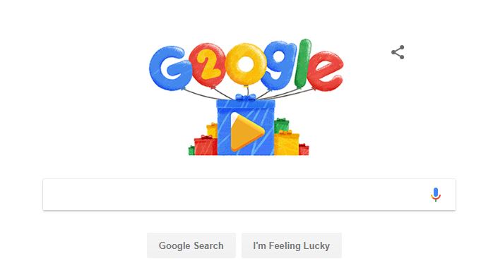 अपने 20वें जन्मदिन पर गूगल ने डूडल बनाकर खुद को किया विश, लोगों से कहा थैंक्यू