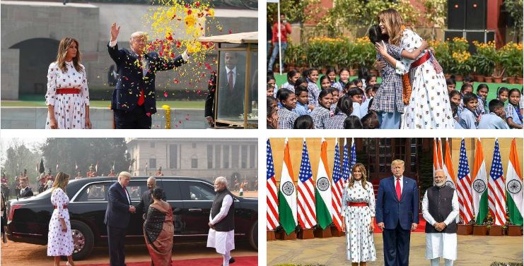 राष्ट्रपति भवन, राजघाट से लेकर हैप्पीनेस क्लासेज तक ट्रंप के दौरे की खास तस्वीरें