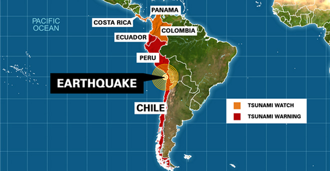 शक्तिशाली भूकंप से थर्राया चिली, सूनामी की आशंका