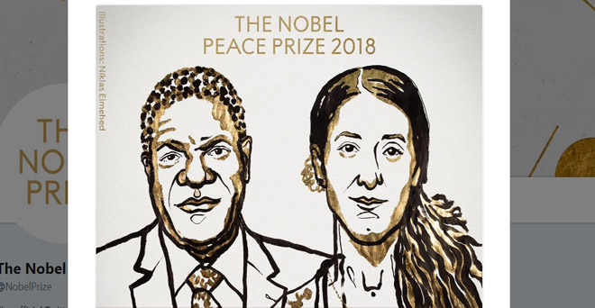 नादिया मुराद और डेनिस मुकवेगे को युद्ध में यौन हिंसा के खिलाफ लड़ाई के लिए शांति का नोबेल पुरस्कार