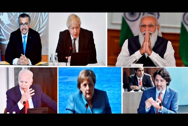 जी-7 शिखर सम्मेलन के पहले आउटरीच सत्र में भाग लेते प्रधानमंत्री नरेंद्र मोदी
