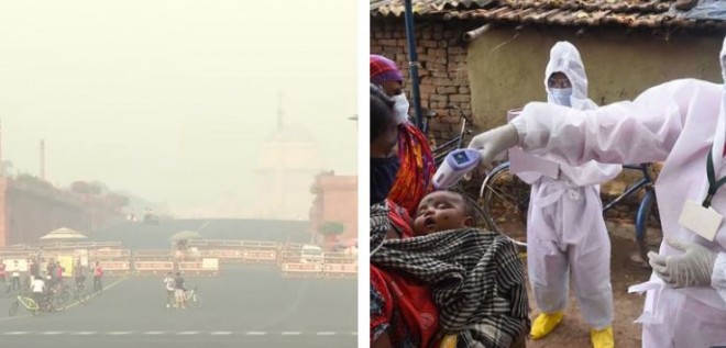 राजधानी दिल्ली के लोगों पर कोरोना वायरस और प्रदूषण की दोहरी मार