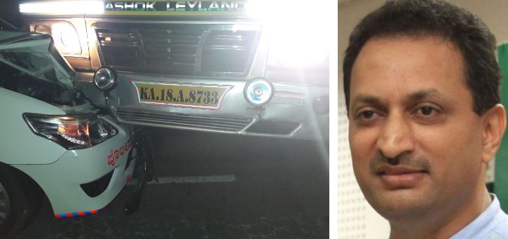 ट्रक से टकराई केंद्रीय मंत्री अनंत कुमार हेगड़े की कार, जताई साजिश की आशंका