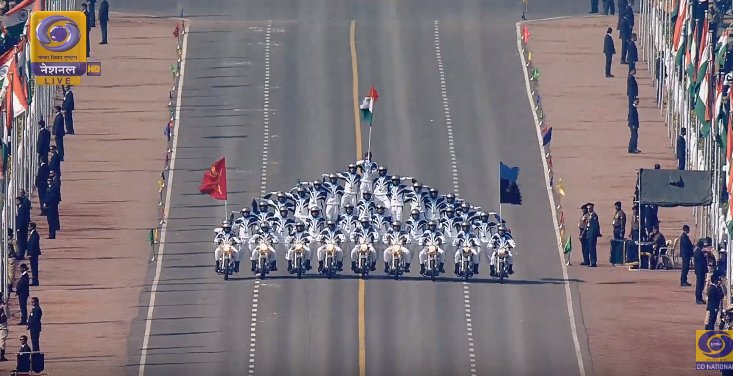 9 मोटरसाइकिलों पर 33 लोगों ने बनाया मानव पिरामिड, सूबेदार मेजर रमेश ए ने इस गठन का नेतृत्व किया