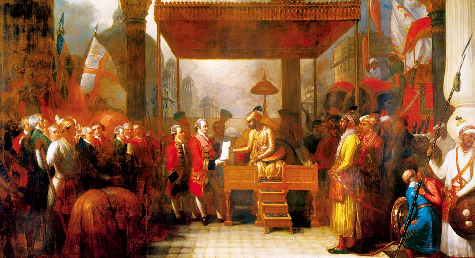 राजस्व का अधिकारः मुगल सम्राट शाह आलम ने इलाहाबाद में 1765 में लॉर्ड क्लाइव को दिवानी का अधिकार सौंपा। इस समझौते के तहत ईस्ट इंडिया कंपनी को बंगाल, बिहार और उड़ीसा (अब ओडिशा)में राजस्व संग्रह का अधिकार मिल गया