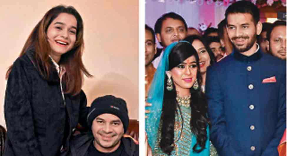 दो पाटन के बीचः अनुष्का यादव के साथ वायरल तस्वीर, पत्नी ऐश्वर्या के साथ (दाएं) 