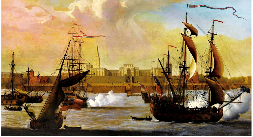 ईस्ट इंडिया कंपनी का उत्थानः 1731 में हुगली नदी से फोर्ट विलियम, कलकत्ता का नजारा