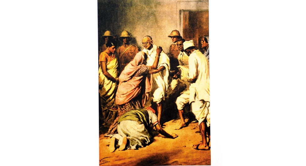 जननायकः गांधी की गिरफ्तारी का एक नजारा, 1932 की एक पेंटिंग